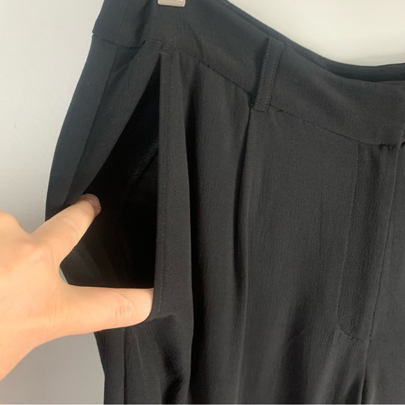 Eileen Fisher Womens Black Pleated Crepe Straight Dress Pants Trousers Tencel 10 - Picture 3 of 13